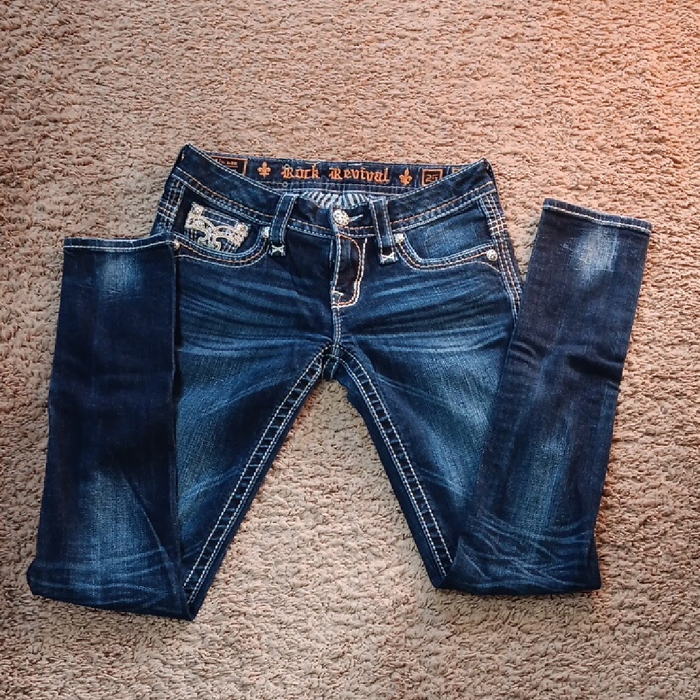 Rock Revival Women's Dark Blue Skinny Jeans Firm Price